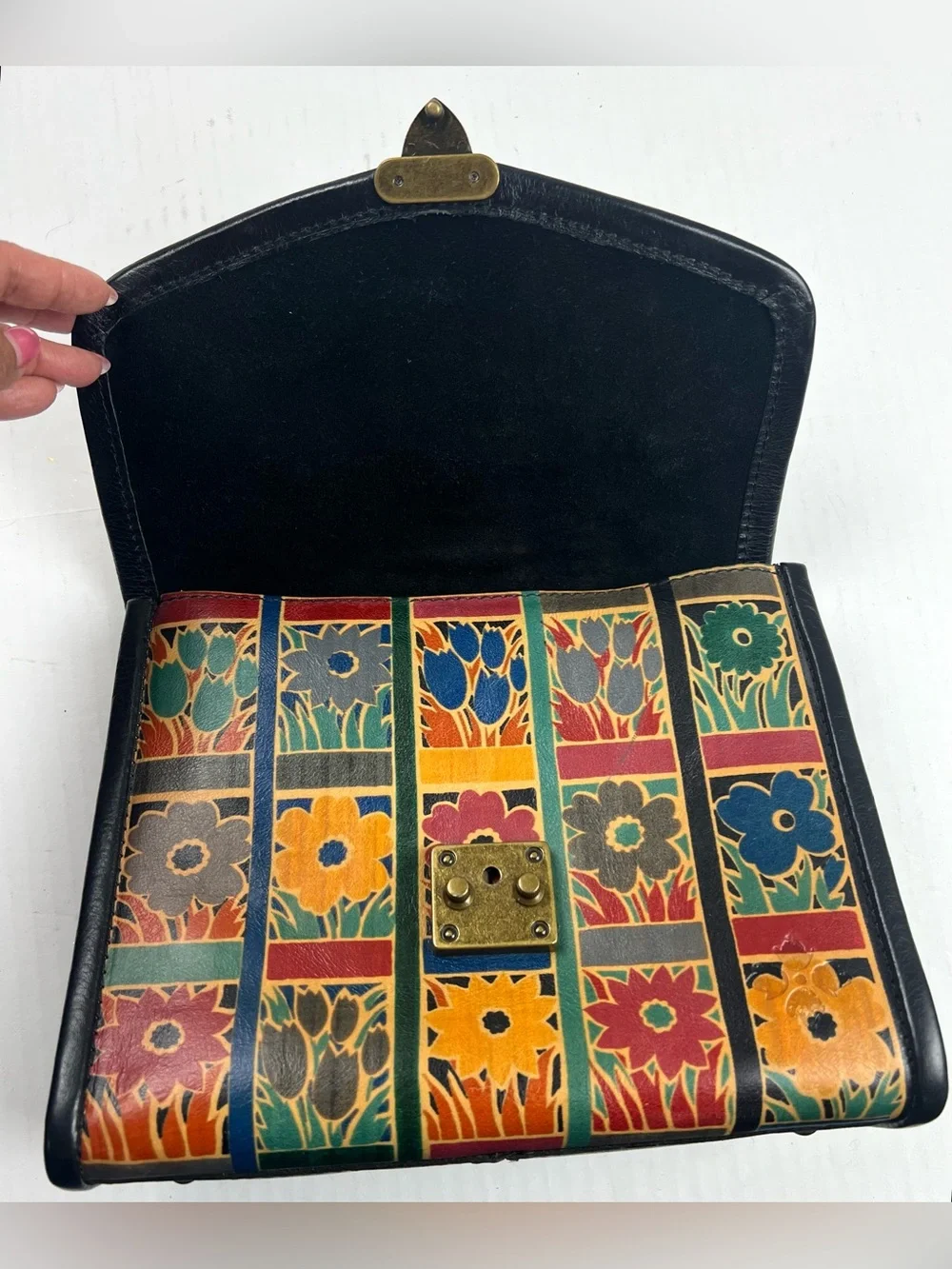 Patricia Nash Leather Floral Patchwork Top-Handle Bag - Multicolor